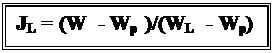 �������: JL = (W  - Wp )/(WL  - Wp)